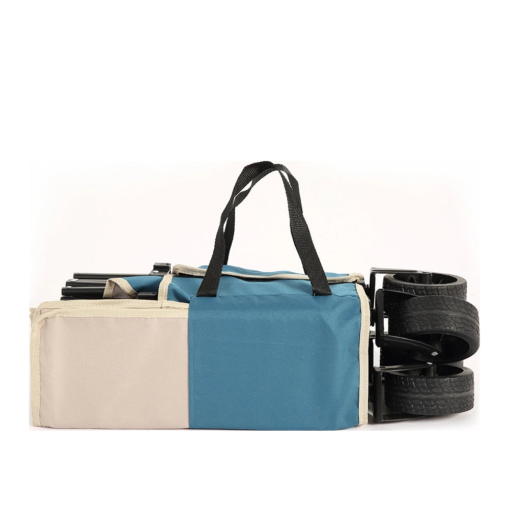 Carrello pieghevole per esterni - Xylo - Ruote fuoristrada, manico regolabile, robusto, per campeggio, shopping, pesca sportiva - Blu
