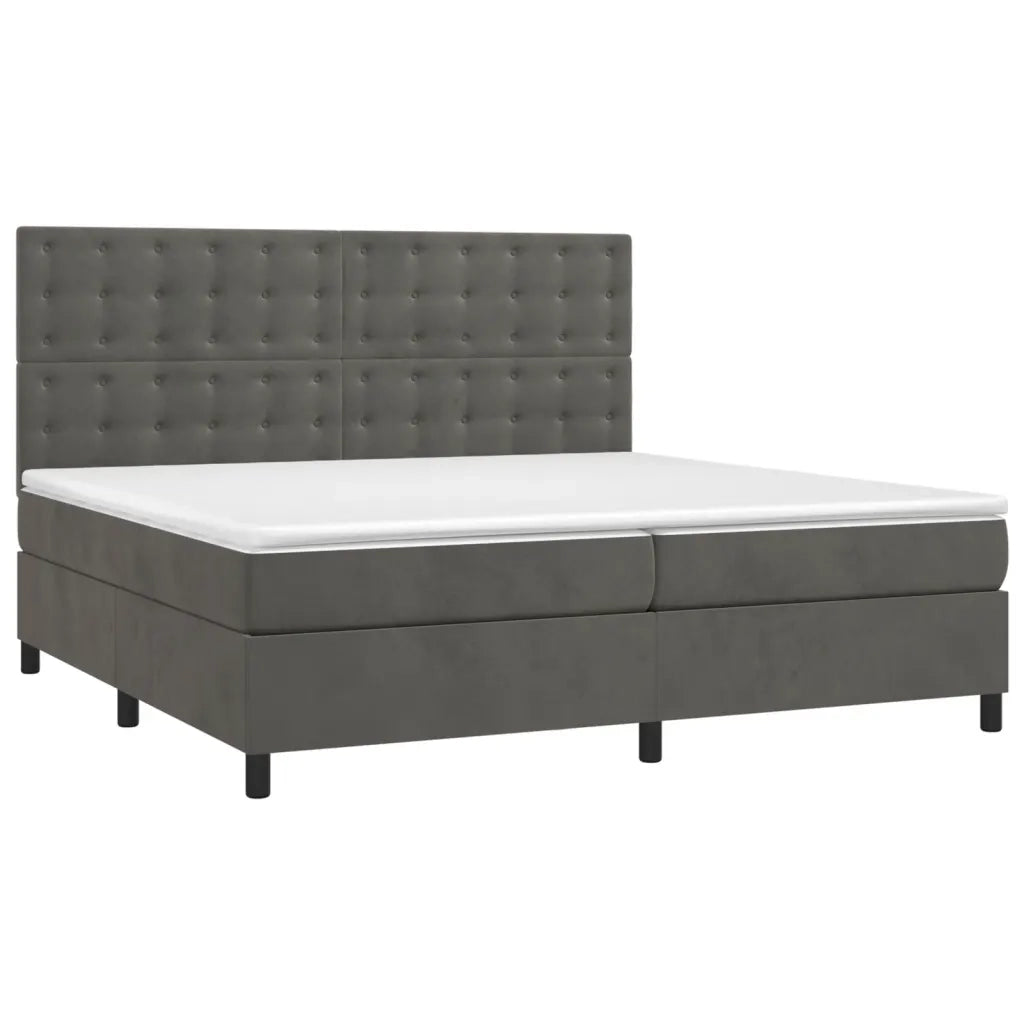 Giroletto a Molle con Materasso Grigio Scuro 200x200 cm Velluto 3143284