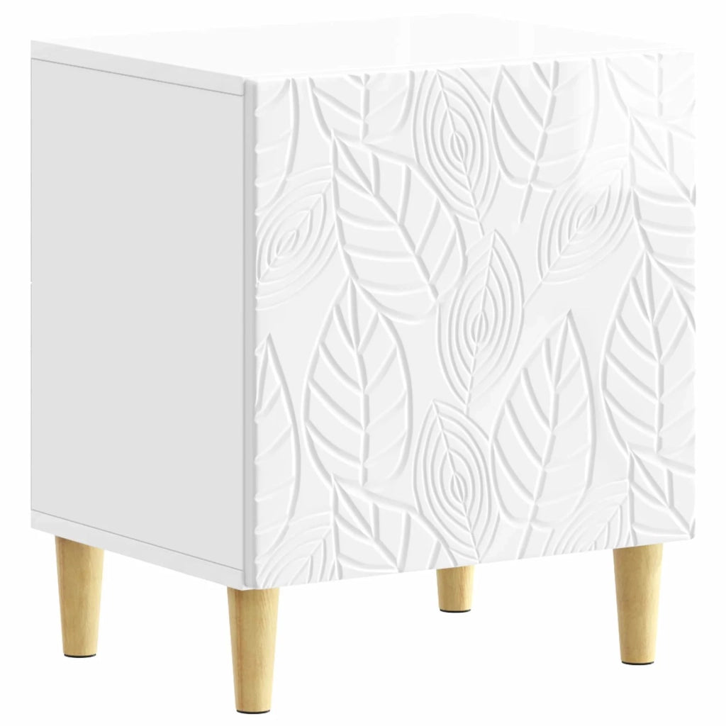 Comodino | Armadio da Notte | Mobiletto da notte Bianco Lucido 43 x 34,5 x 50 cm Legno ingegnerizzato
