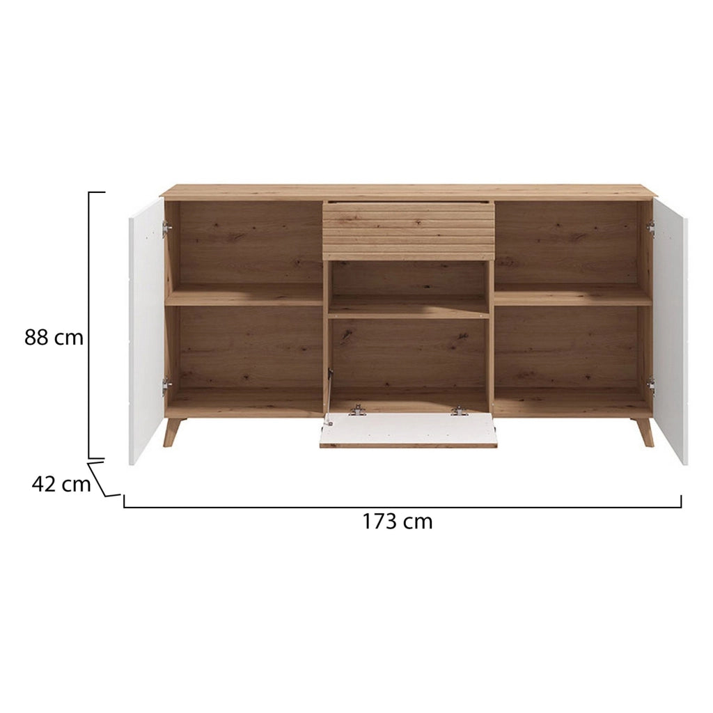 Madia Morlupo, Credenza un Cassetto, 173x41.5x87.5h cm Bianco