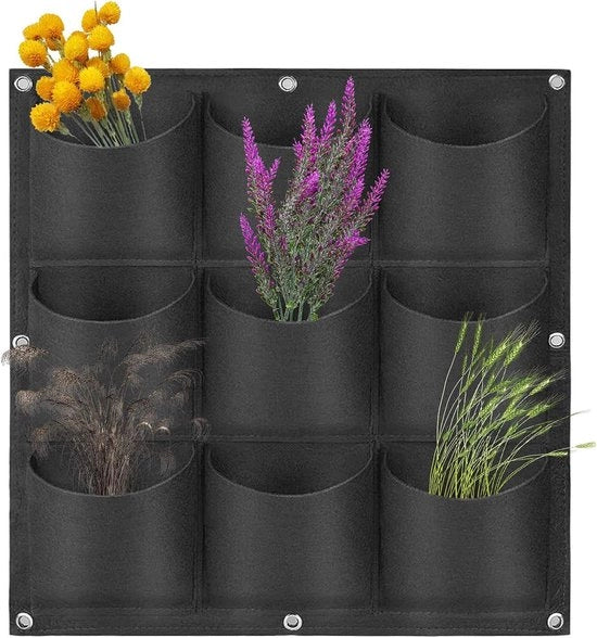 Zakken per piante, parete per piante, contenitori per piante, appesi, velluto, contenitori per piante, parete, contenitori per piante, appesi, distribuiti in decorazione di casa, giardino (nero-9)