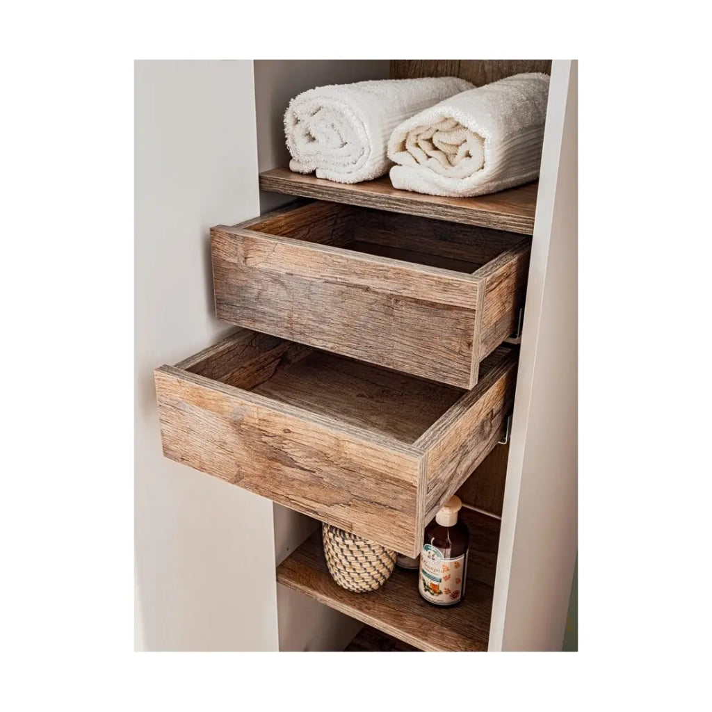 Colonna bagno VANTA taupe – mobile sospeso 160 cm con porta e cassetti