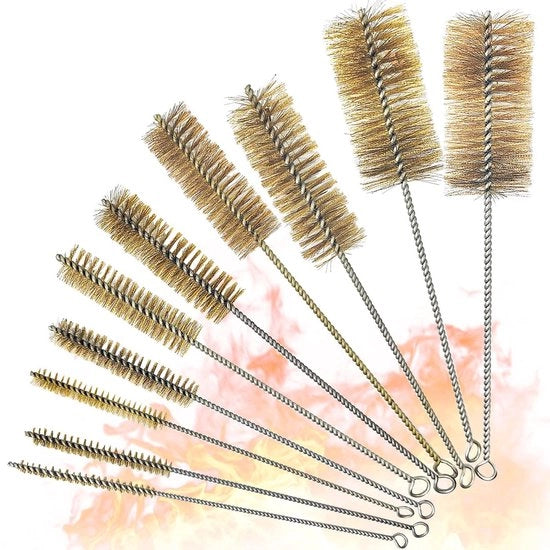 Set di spazzole per tubi in ottone 10 pezzi - per pulizia dei tubi - pulizia efficiente delle fessurazioni - diametri 10/12/15/20/25/30/35/40/45/50mm.