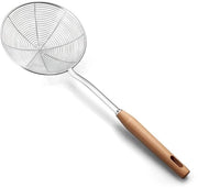 Strumento per setacciare pasta - Manico in legno - Fondo in acciaio inossidabile - Setaccio per pasta - Cucchiaio per bucare - Adatto per la cucina