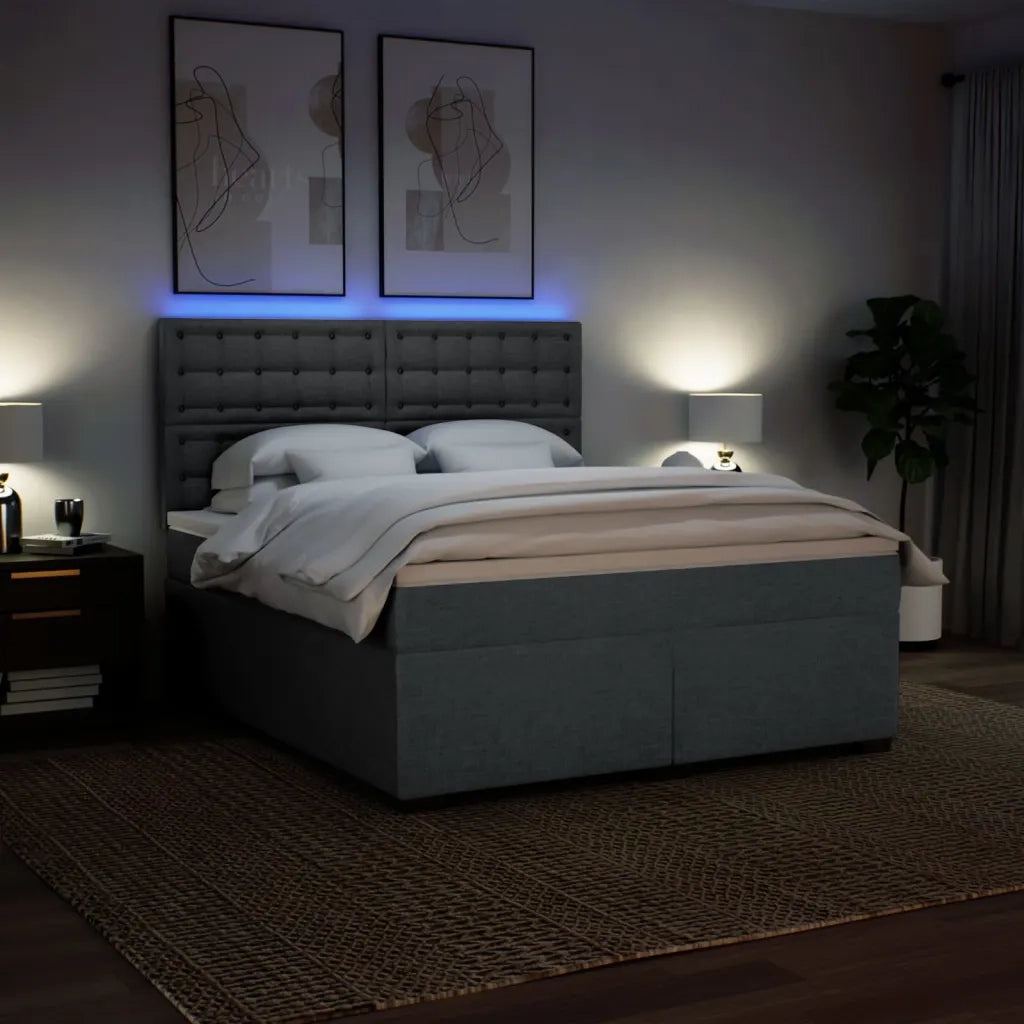 Giroletto a Molle con Materasso Grigio Scuro 180x200 cm Tessuto