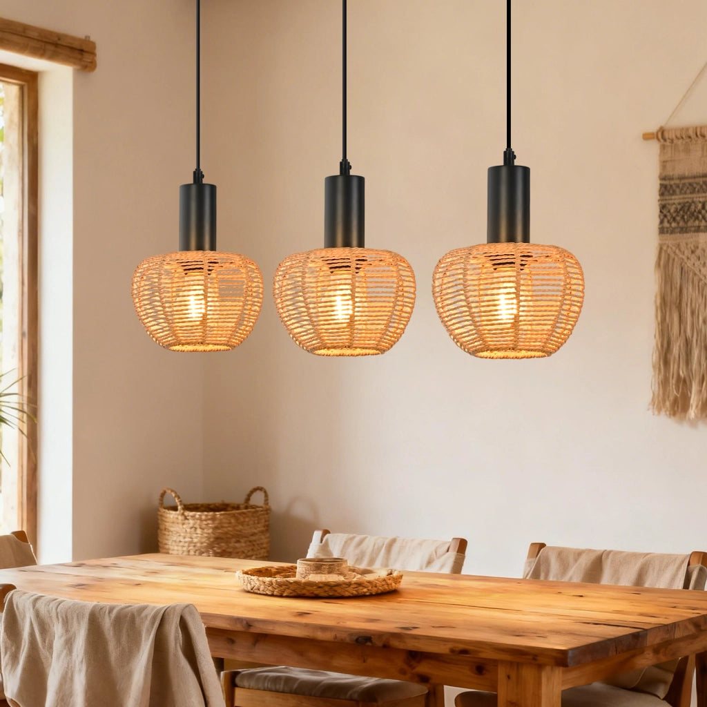 Lampada a sospensione ZMH nera E27 a 3 luci per sala da pranzo e camera da letto