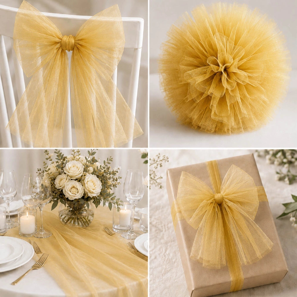 Rotolo Tulle Limoges 30 Metri x 1,5 Metri per Decorazioni Matrimonio, Feste, Fiocchi, Allestimenti e Bomboniere Limone