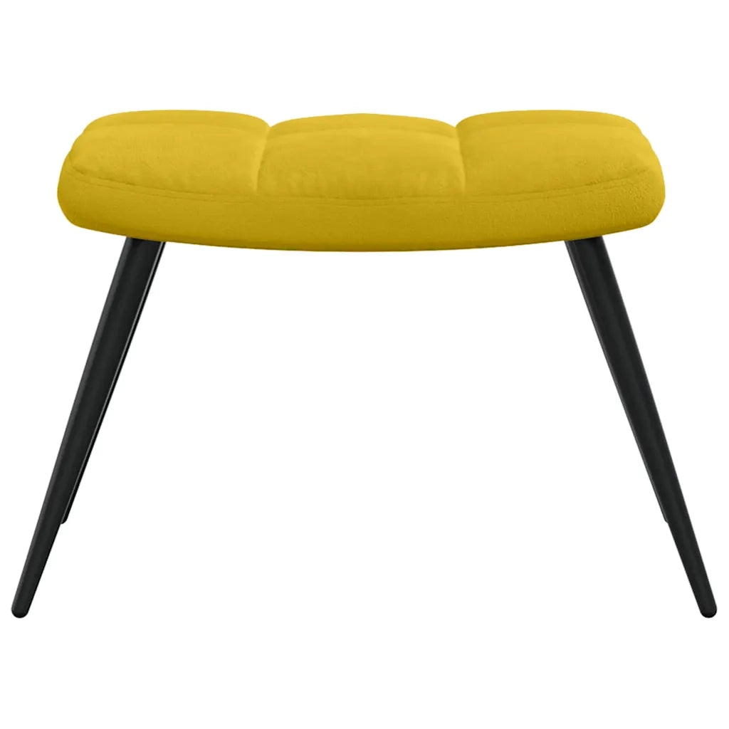 Divano Sedia-Poltrona Relax con Sgabello in Velluto Giallo Senape