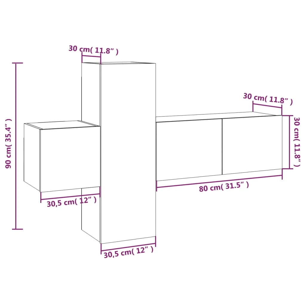 Set di mobili da 3 pezzi tra cui armadio credenza mobile TV soggiorno/camera da letto salotto rovere affumicato legno ingegnerizzato marrone 02_0024598