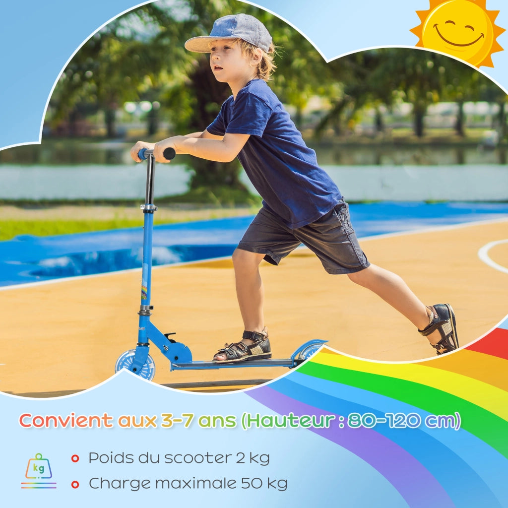 Monopattino per bambini pieghevole con luci e musica ¨C zephmum ¨C blu 67x32x78 cm