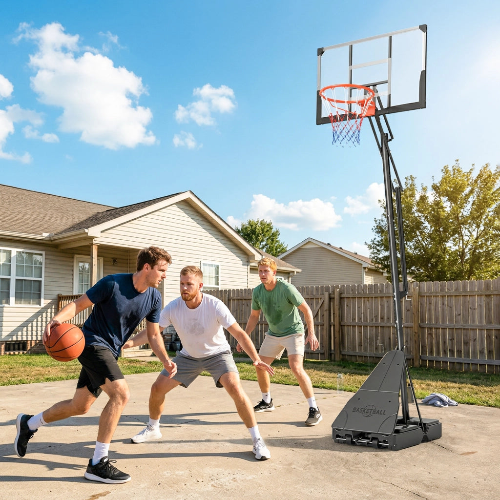 Canestro da Basket per Esterni ¨C zephmum ¨C Acciaio e Plastica, 120x120x245-305 cm