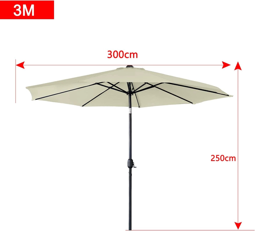 Ombrellone da balcone, 300 cm, pieghevole a 30°, con manovella, in alluminio, ombrellone da giardino, balcone, protezione UV, protezione solare, terrazza, giardino, spiaggia