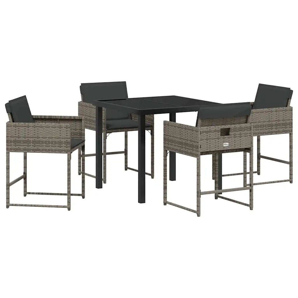 Set da Pranzo per Giardino 5 pcs Grigio polyrattan 3380721