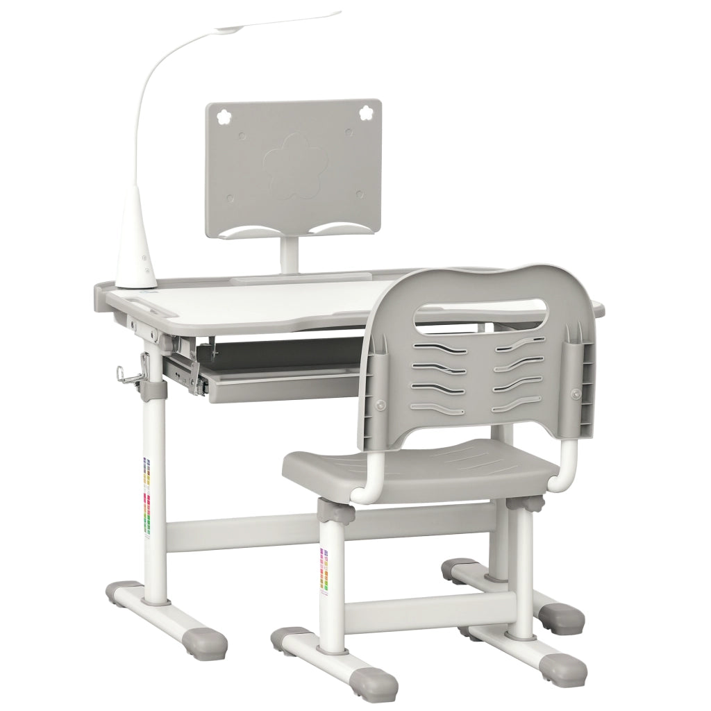Scrivania per bambini con sedia regolabile ¨C zephmum ¨C Grigio 90x50x75 cm
