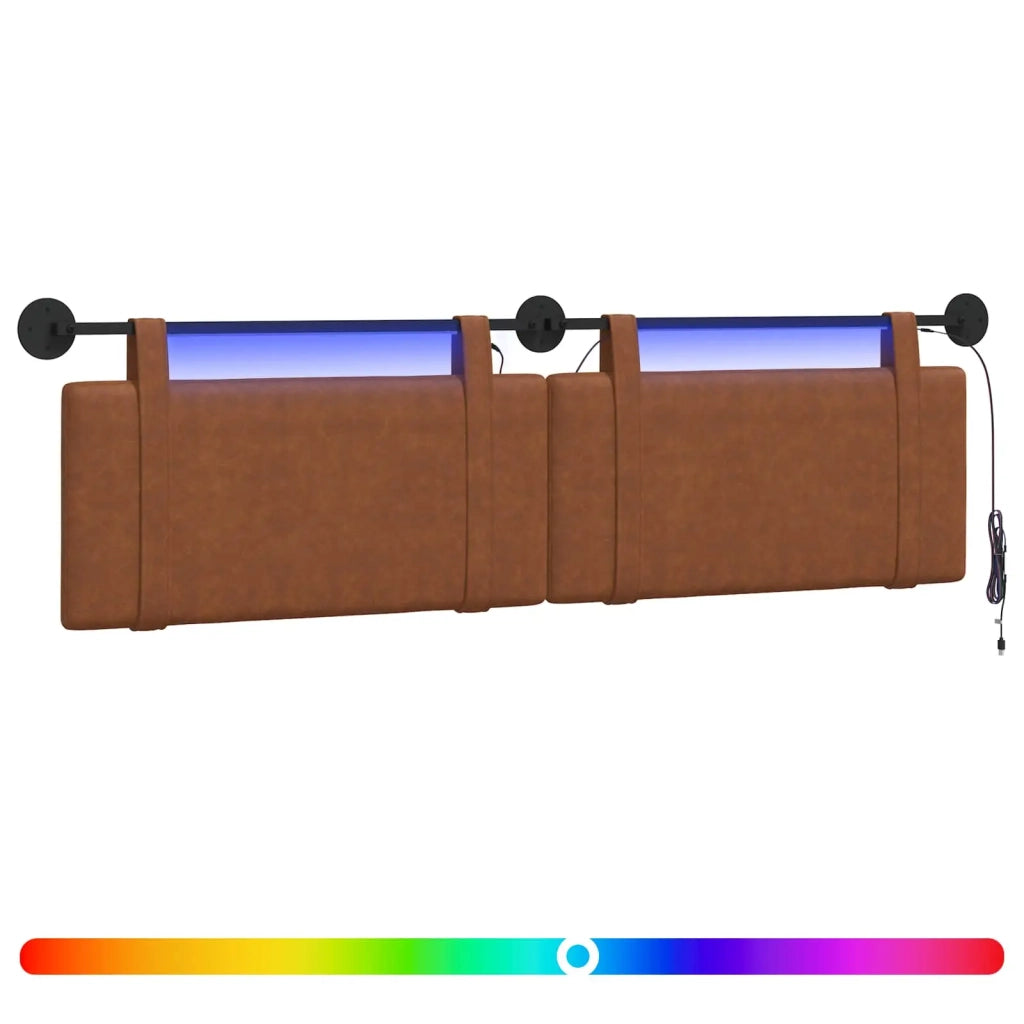 Testiera sospesa Con luce LED Marrone PU Antico 3423980