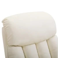 Poltrona Elettrica Alzapersone Reclinabile 145°, Poltrona Relax Elettrica in Pelle PU con Telecomando, Tasche Laterali e Poggiapiedi Integrato, Crema