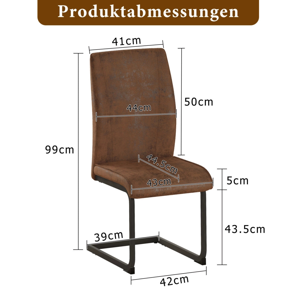 Sedia da pranzo in tessuto tecnico marrone con schienale ergonomico e struttura in metallo nero