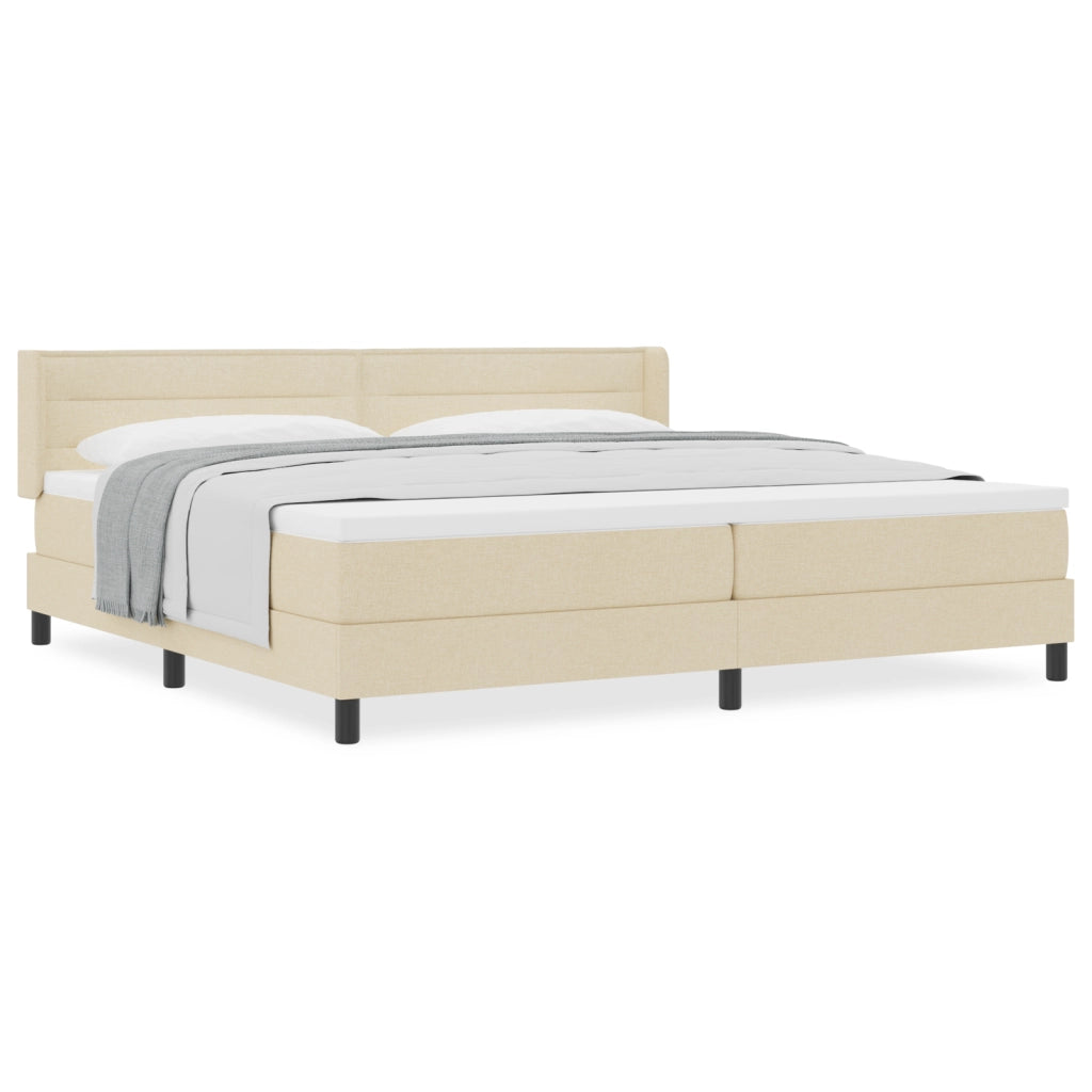 Letto Box Spring con Materasso Panna 200x200 cm Tessuto