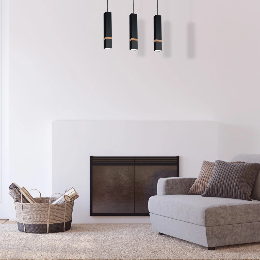 Lampadario sospeso Milagro Vidar nero legno 3xGU10 35W