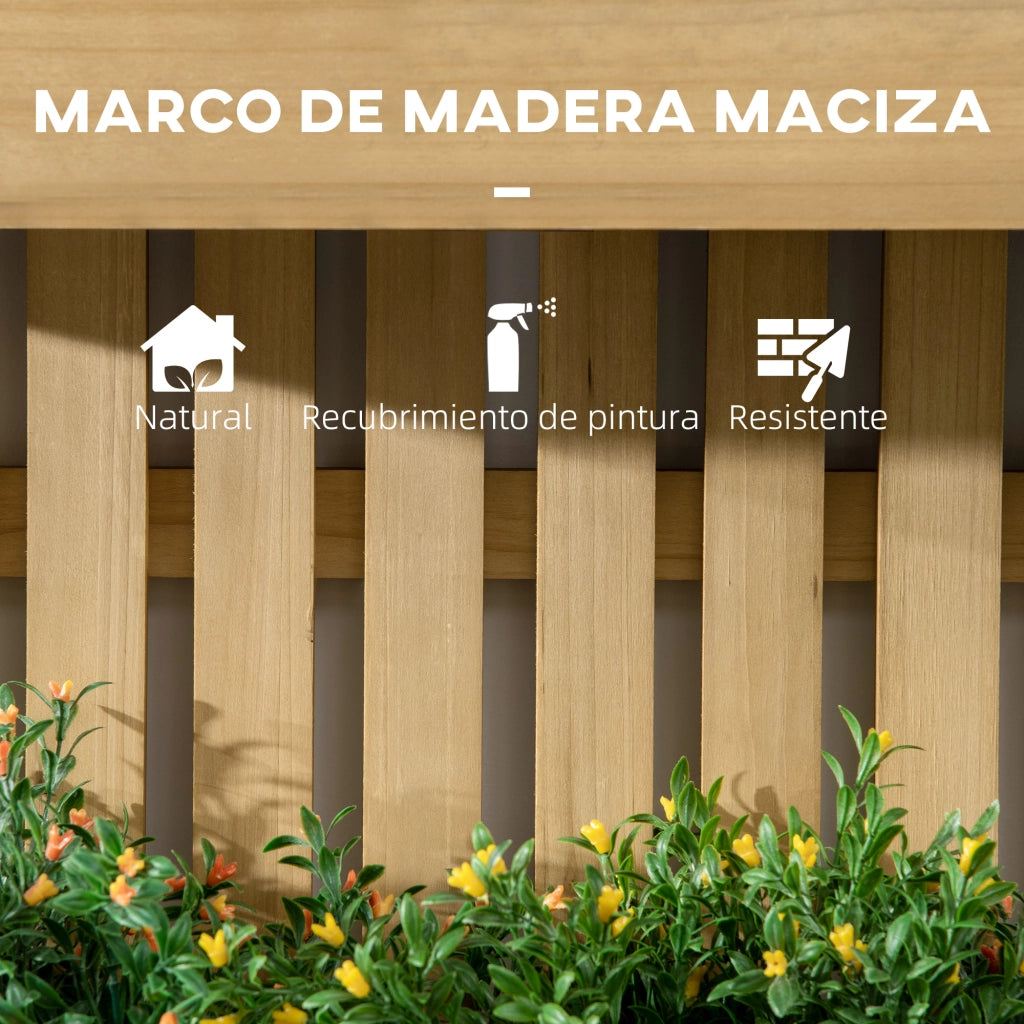 Fioriera da Parete in Legno con Griglia e 3 Vasi ¨C Zephmum ¨C 60x16x80 cm Natural