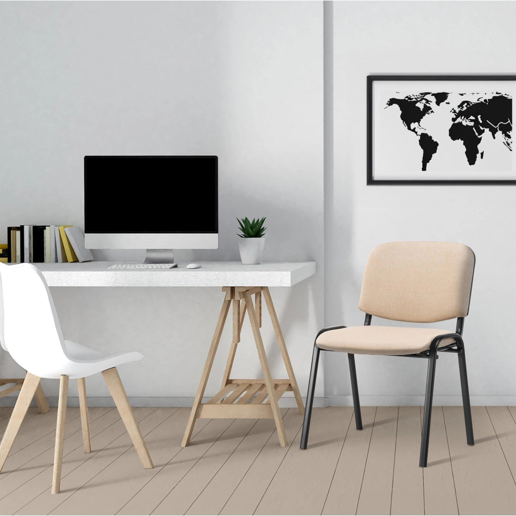 Sedia Ken in stoffa crema