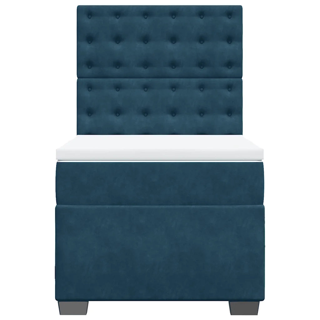 vidaXL Giroletto a Molle con Materasso Blu 90x190 cm in Velluto