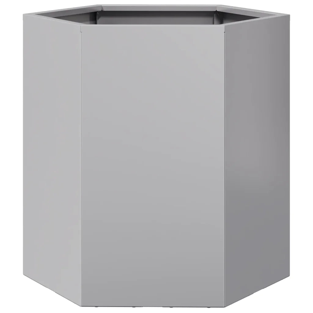Fioriera da Giardino Esagono-Vaso da Esterno 46x40x45 cm in Acciaio Zincato
