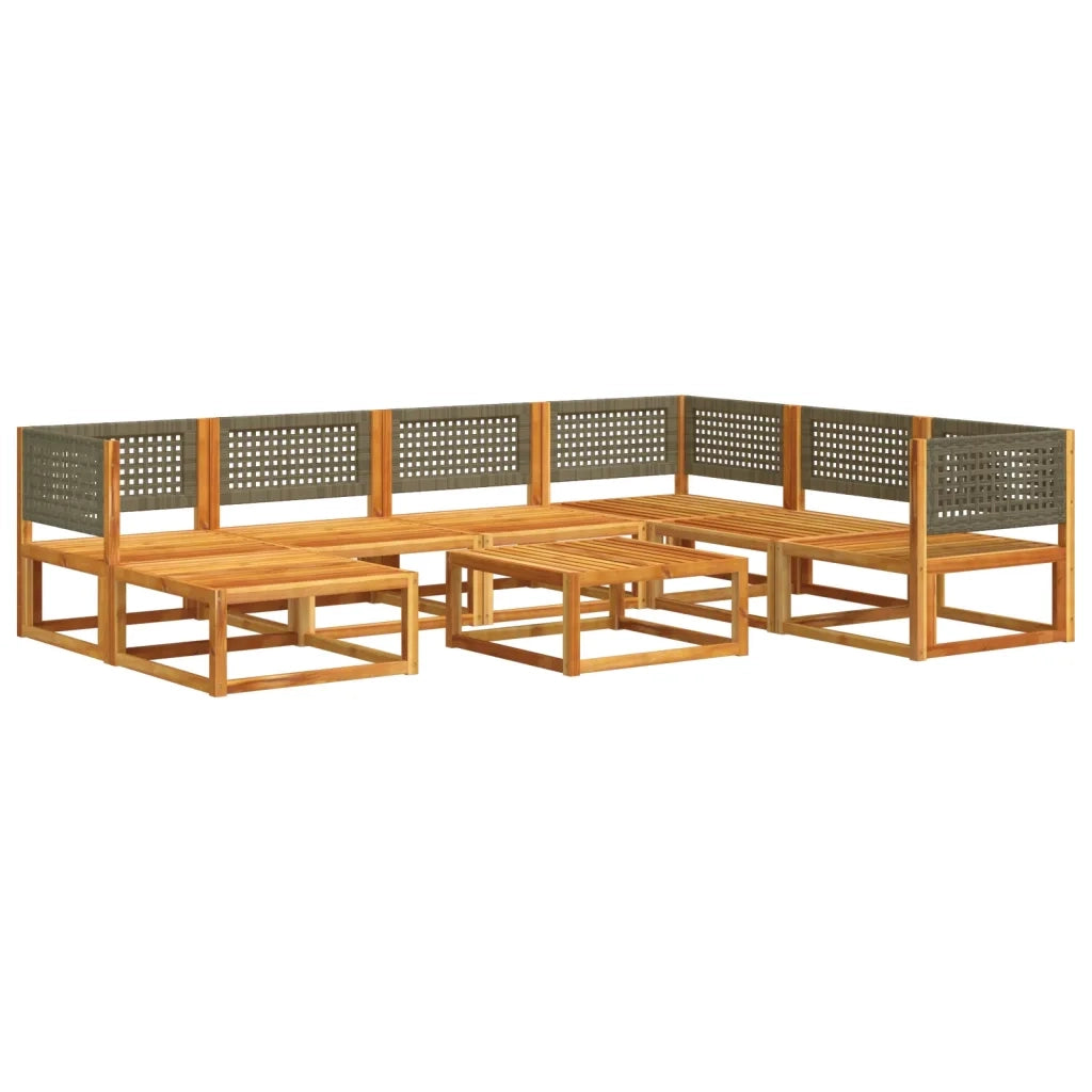 Set di divani da giardino 8 pezzi con cuscini in legno di acacia e rattan