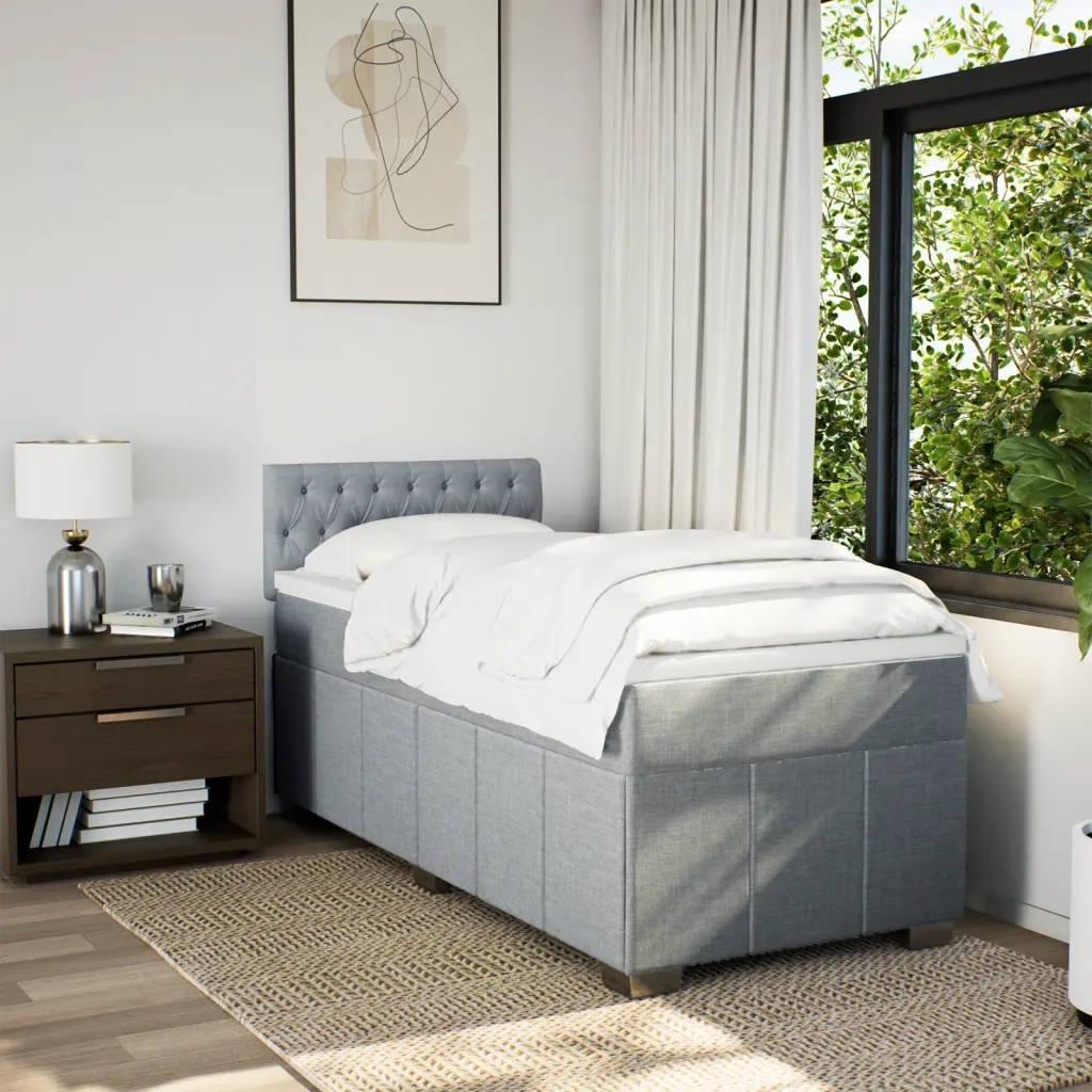 Giroletto a Molle con Materasso Grigio Chiaro 90x190 cm Tessuto 3289230