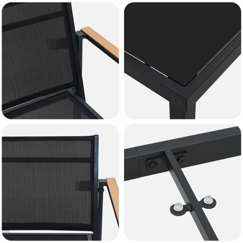 Set di Mobili da Esterno 5 pcs Nero e antracite Textilene