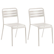 Set di 2 Sedie da Giardino in Ferro Metallo Beige Chiaro Senza Braccioli Impilabili per Esterni