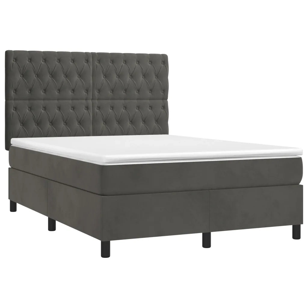 Letto a Molle con Materasso e LED Grigio Scuro 140x200 cm 3136306