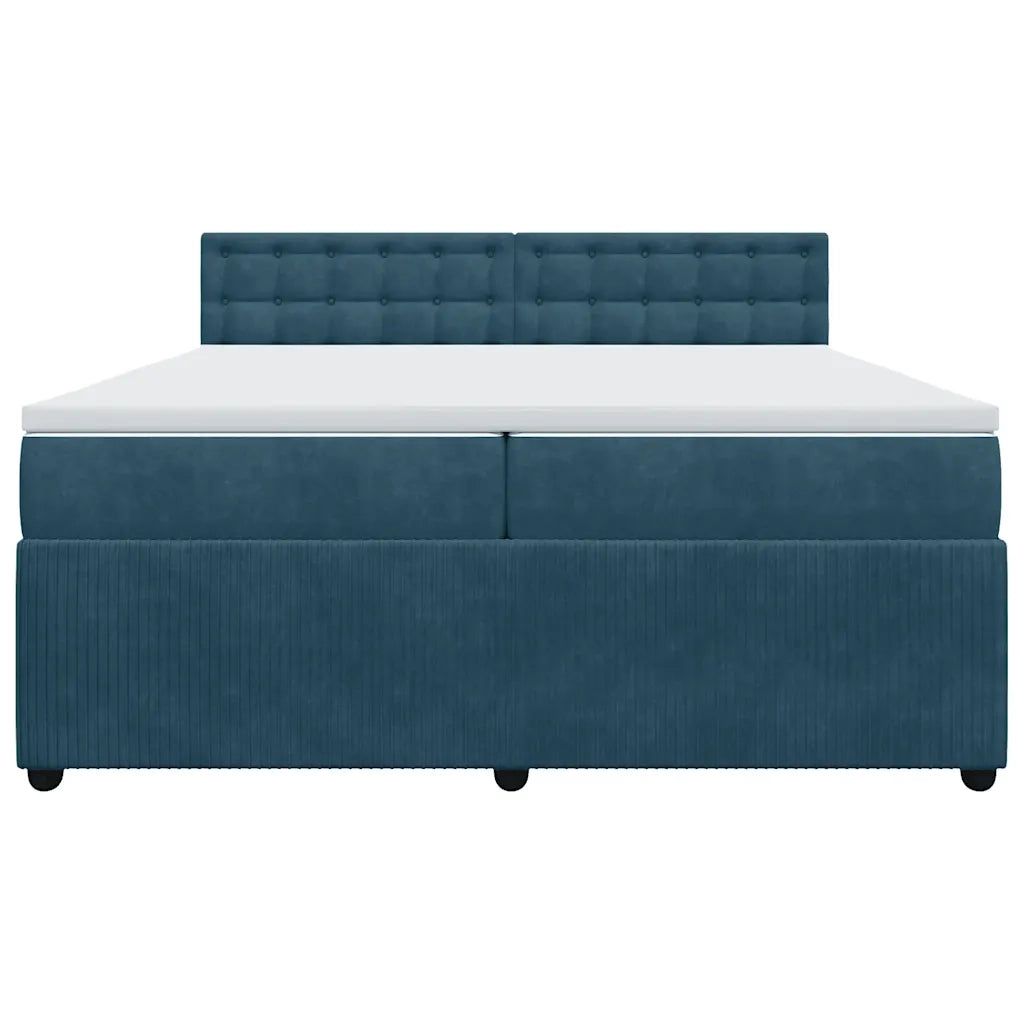 Giroletto a Molle con Materasso Blu 200x200 cm in Velluto