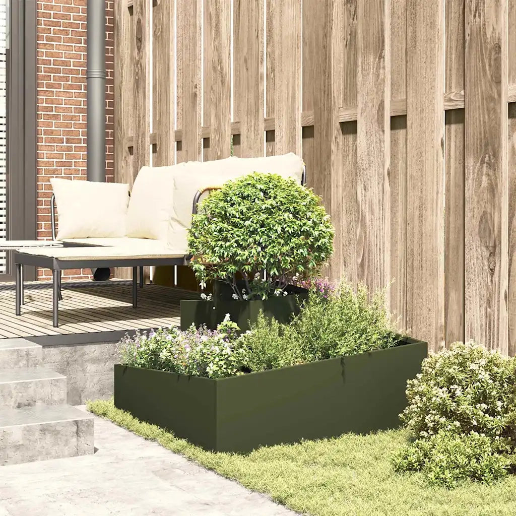 Vaso da giardino Verde oliva 80 x 80 x 50 cm 873581