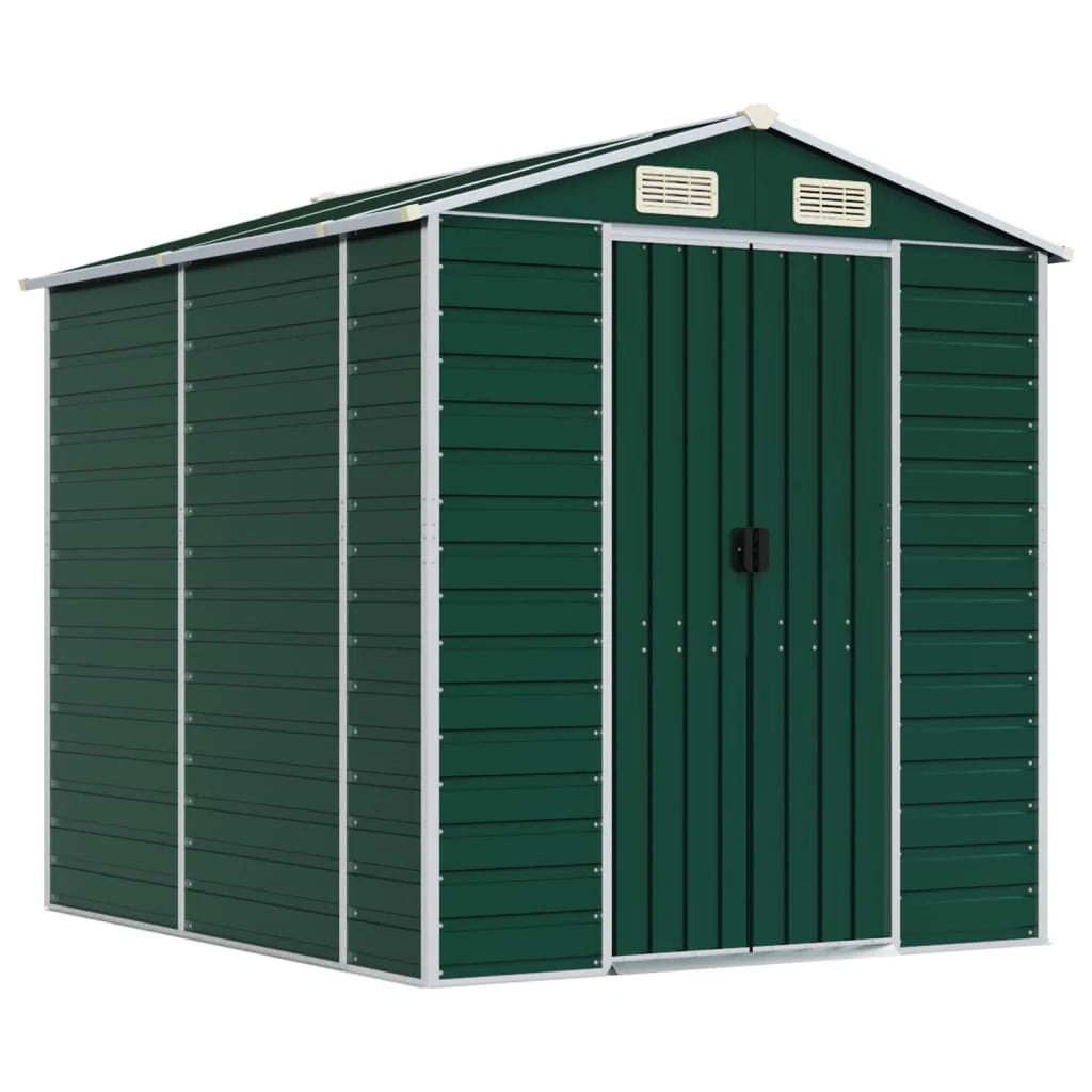 Casetta da giardino cabina ripostiglio casetta da esterno robusta casetta per attrezzi 191 x 215 x 198 cm acciaio zincato verde 02_0022348
