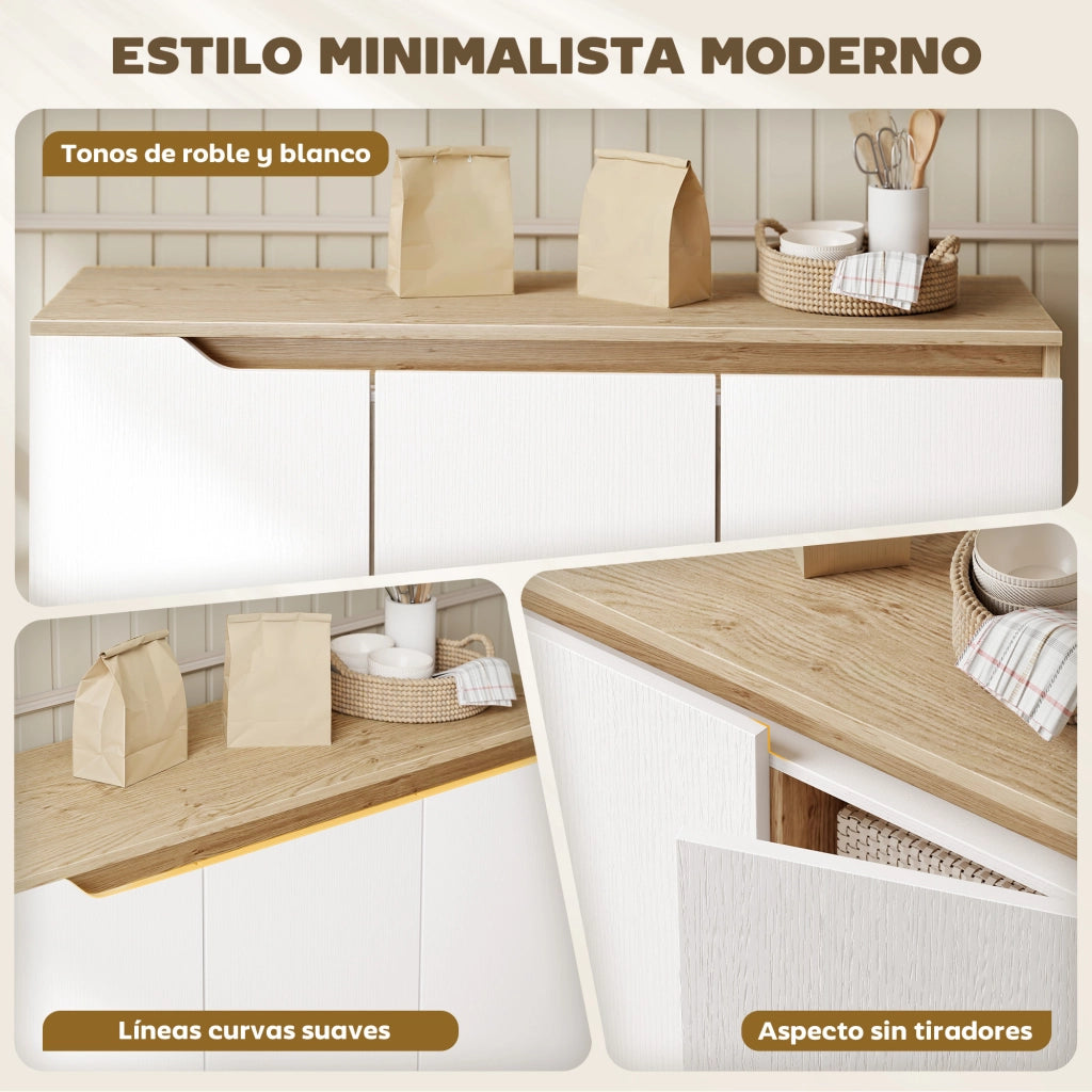 Armadio a 3 ante con ripiani ¨C zephmum ¨C 107x35x76,5 cm rovere e bianco