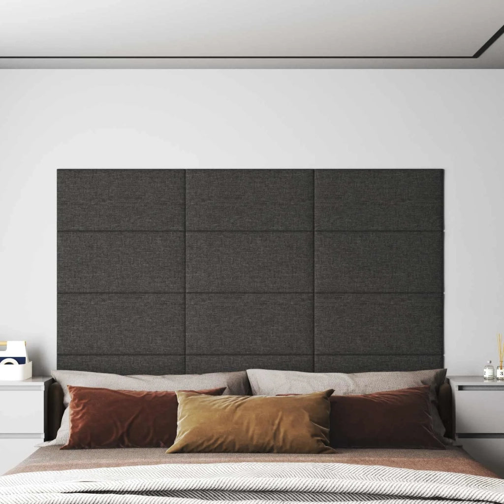 Testiera | Testata da Parete 12 pcs Grigio scuro 60 x 30 cm Tessuto