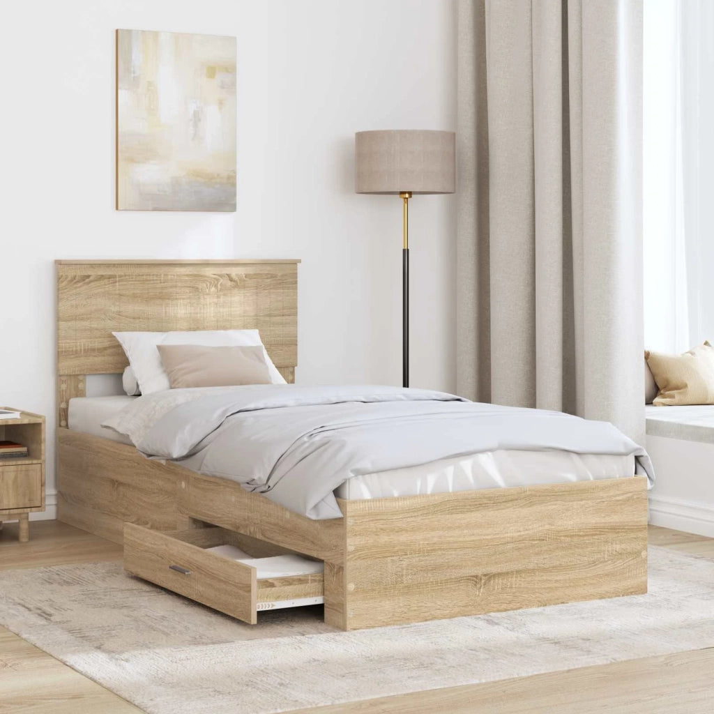 Struttura del letto Rovere Sonoma 90 x 190 cm Legno multistrato
