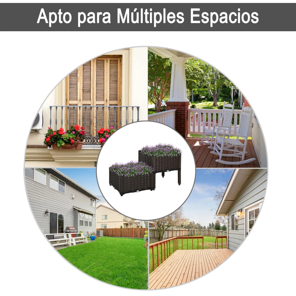 Vaso Quadrato per Giardino ¨C zephmum ¨C 40x40x26 cm Marrone