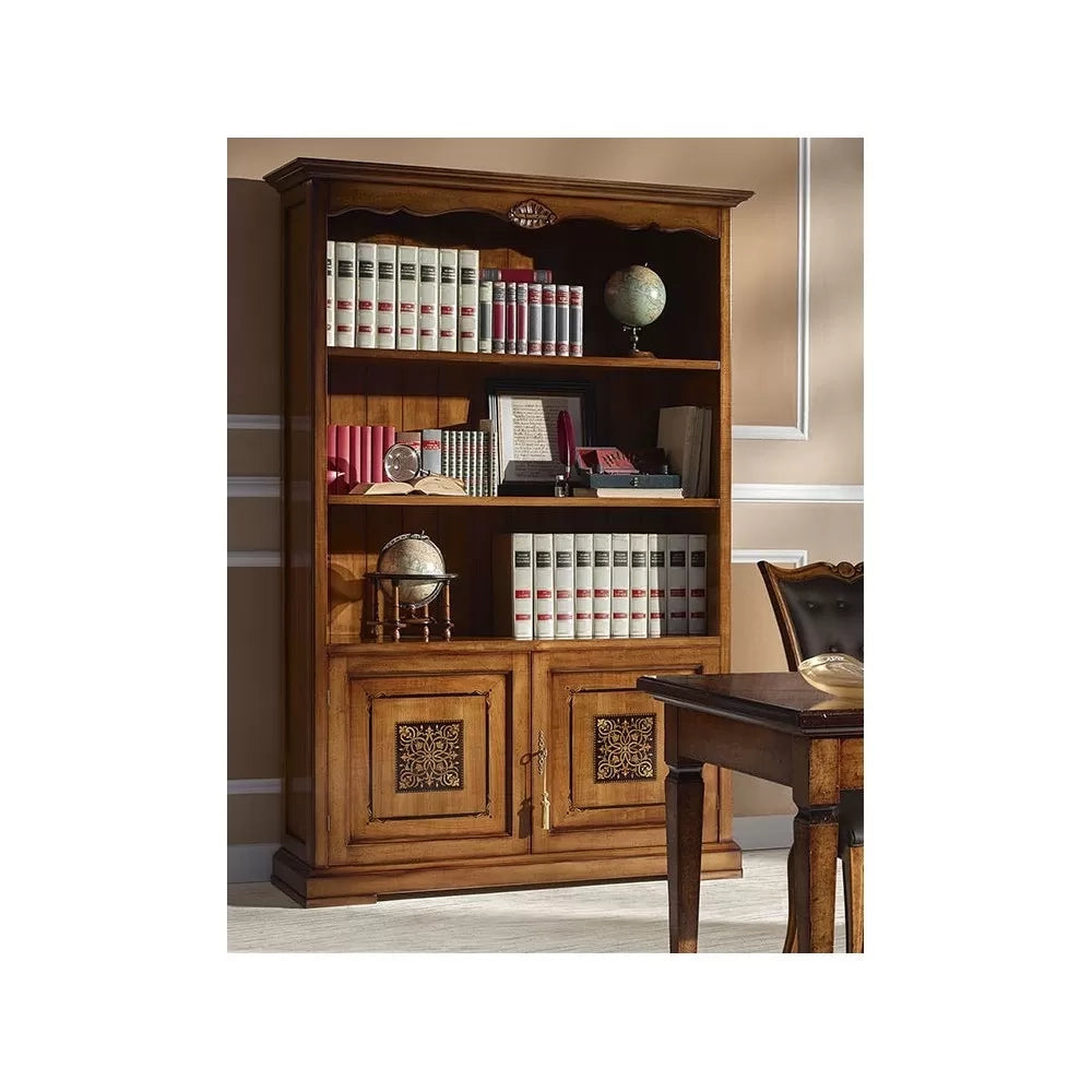 Libreria classica 2 porte in legno bassano 139x42x205 - Mobili 2G
