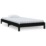 Letto singolo | Letto per adulti | Letto Impilabile Nero 75x190 cm in Legno Massello di Pino