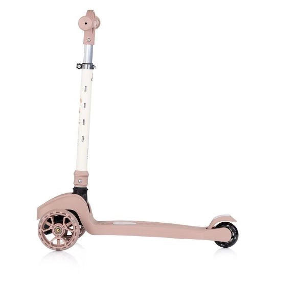 Monopattino per Bambini 3 anni Rosa Modello Luxury fino a 50kg Scooter con ruote LED Pedana antiscivolo Freno incluso Re
