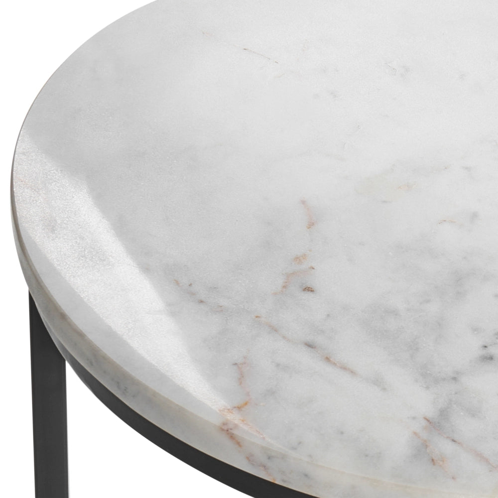 Tavolino Base bianca ø 40 cm Struttura in metallo Piano in ceramica Marmo Design moderno Soggiorno