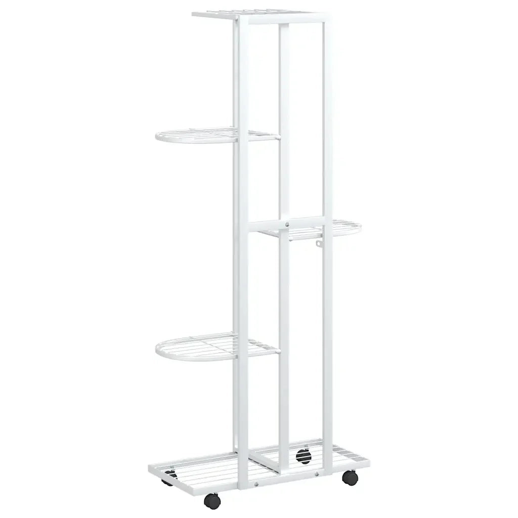 Pratica fioriera a 5 livelli con ruote 44 x 23 x 100 cm stile moderno realizzata in lamiera stagnata 02_0047085