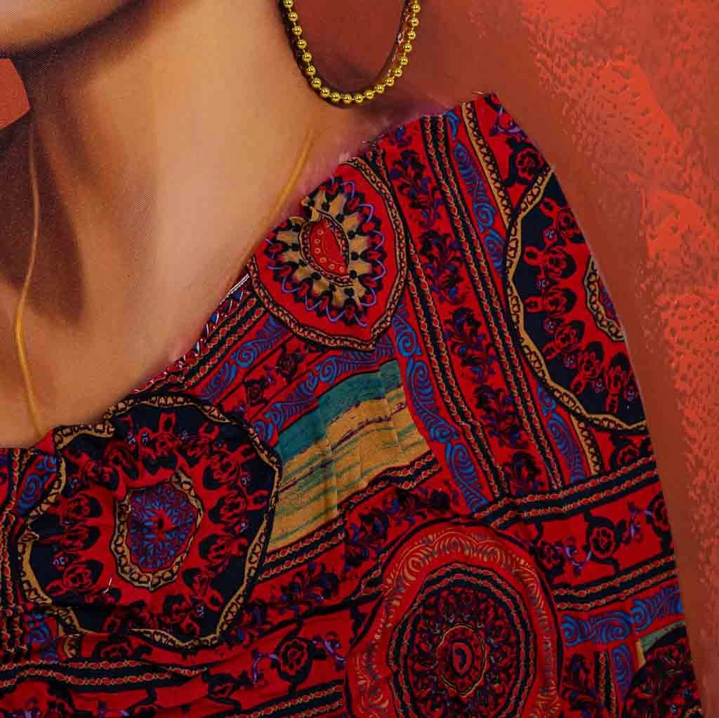 Quadro dipinto a mano con rilievo rosso 90x120x3h