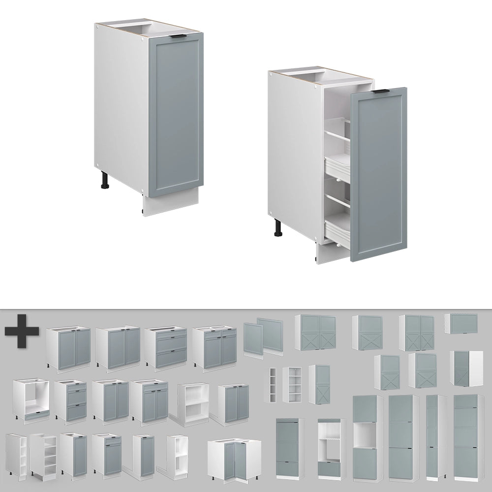 Vicco Armadio cucina dispensa alto Blu-grigio chiaro 30 cm , PL Marmo