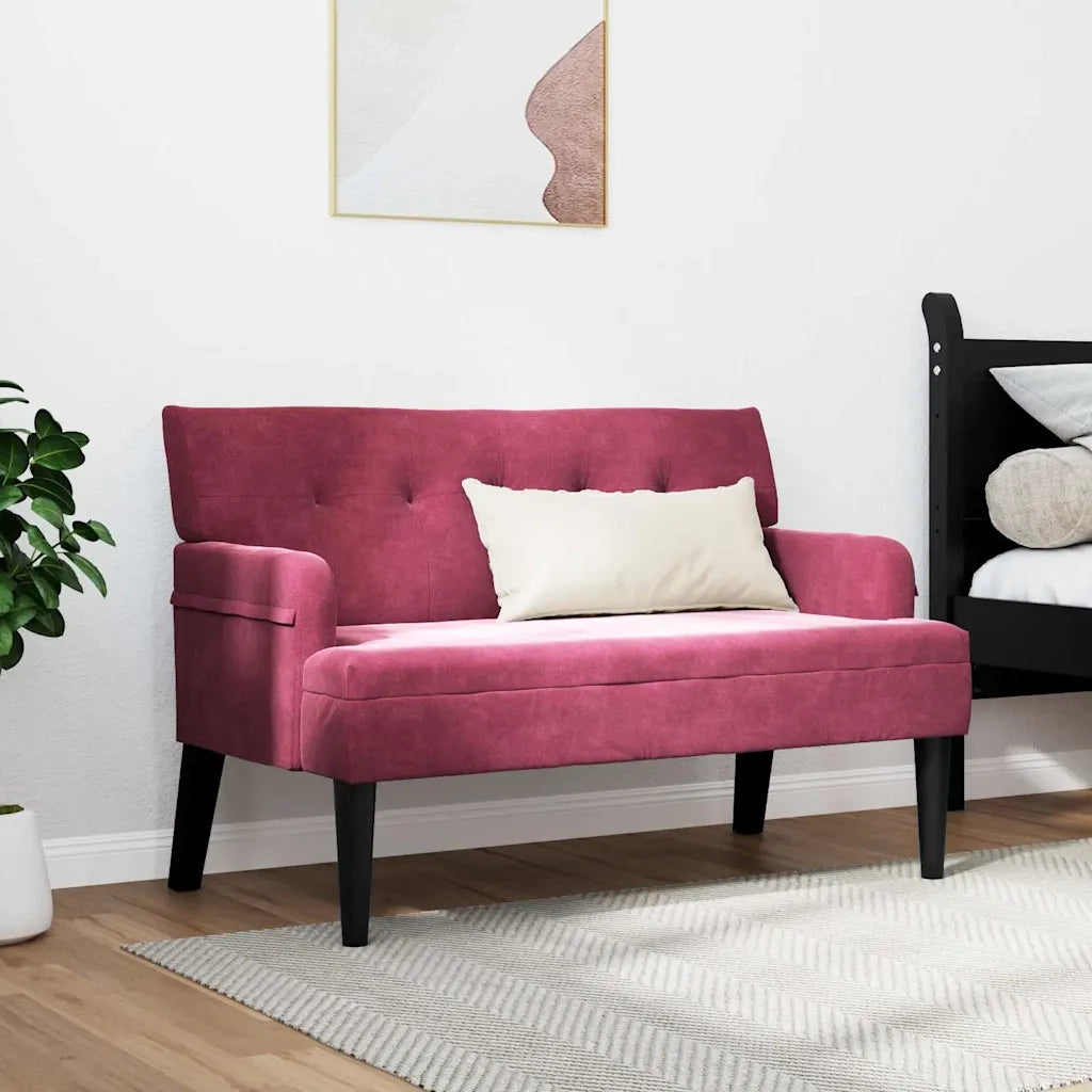 Panca Chesterfield Rosso Vino 112 x 65,5 x 75 cm Velluto 42019290
