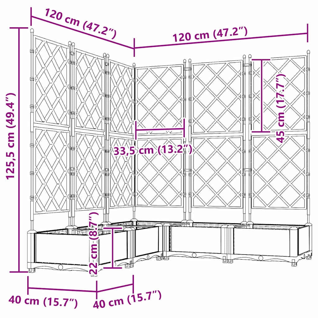 Set di 5 fioriere da giardino moderne da esterno 120 x 120 x 125,5 cm in acciaio bianco 02_0058605
