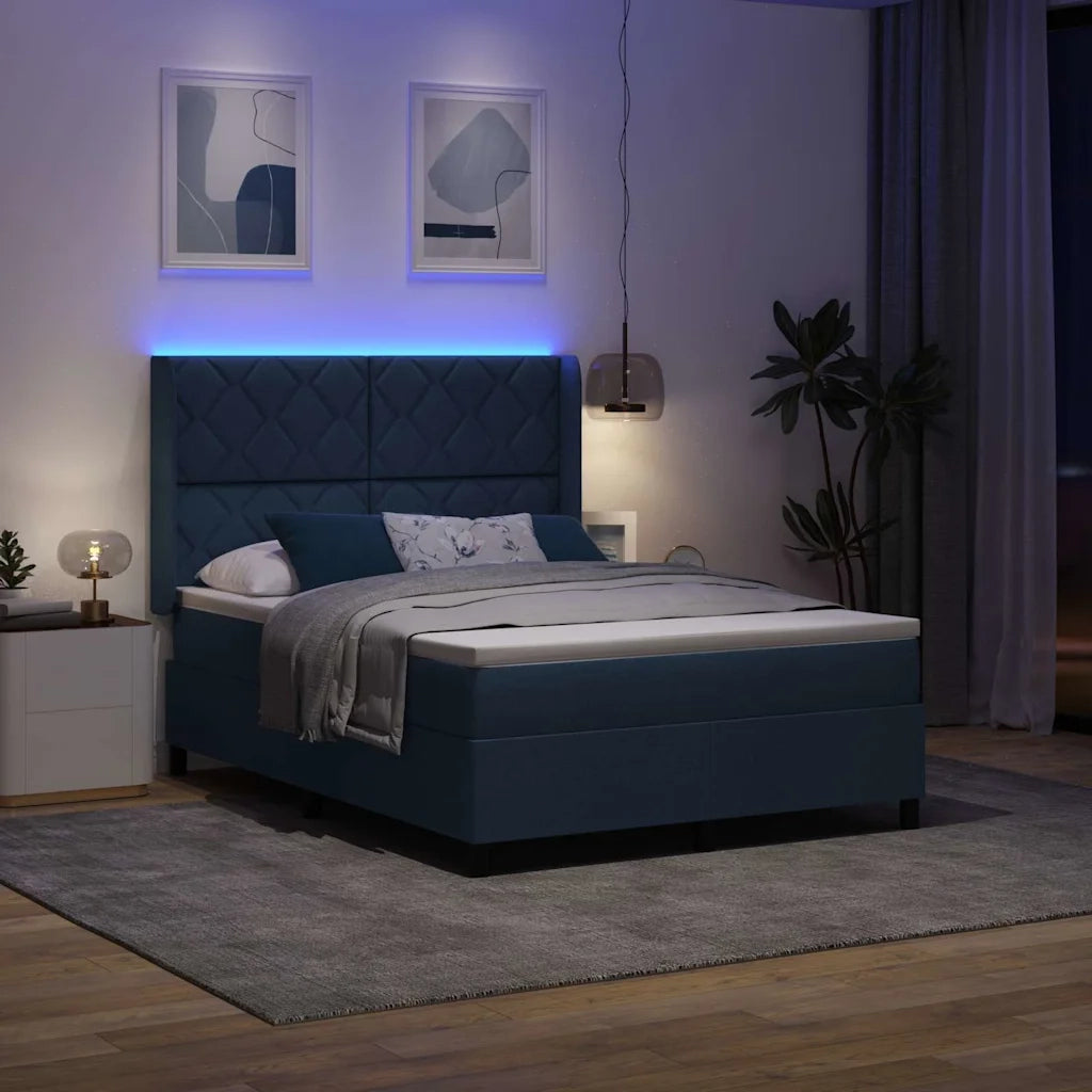 Letto a molle con materasso Blu 140 x 190 cm Tessuto 3343566