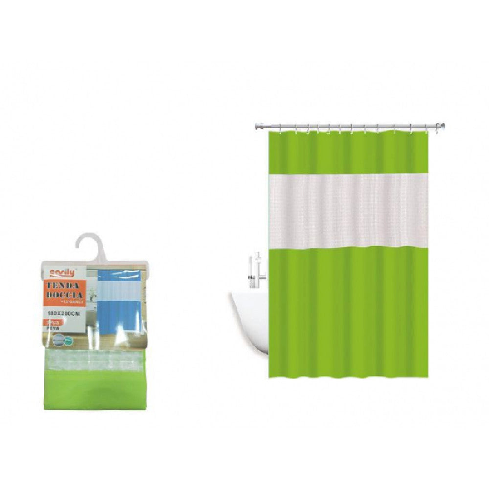 Trade Shop - Tenda Doccia Vasca Impermeabile Antimuffa Verde 3d 180 X 220 Cm Giuntura 52134 -